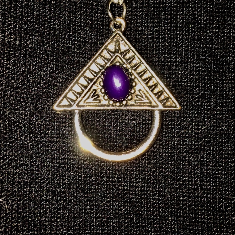 Silver Chain Necklace Purple Stone